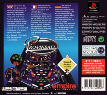 Pro Pinball - The Web (EU) box cover back